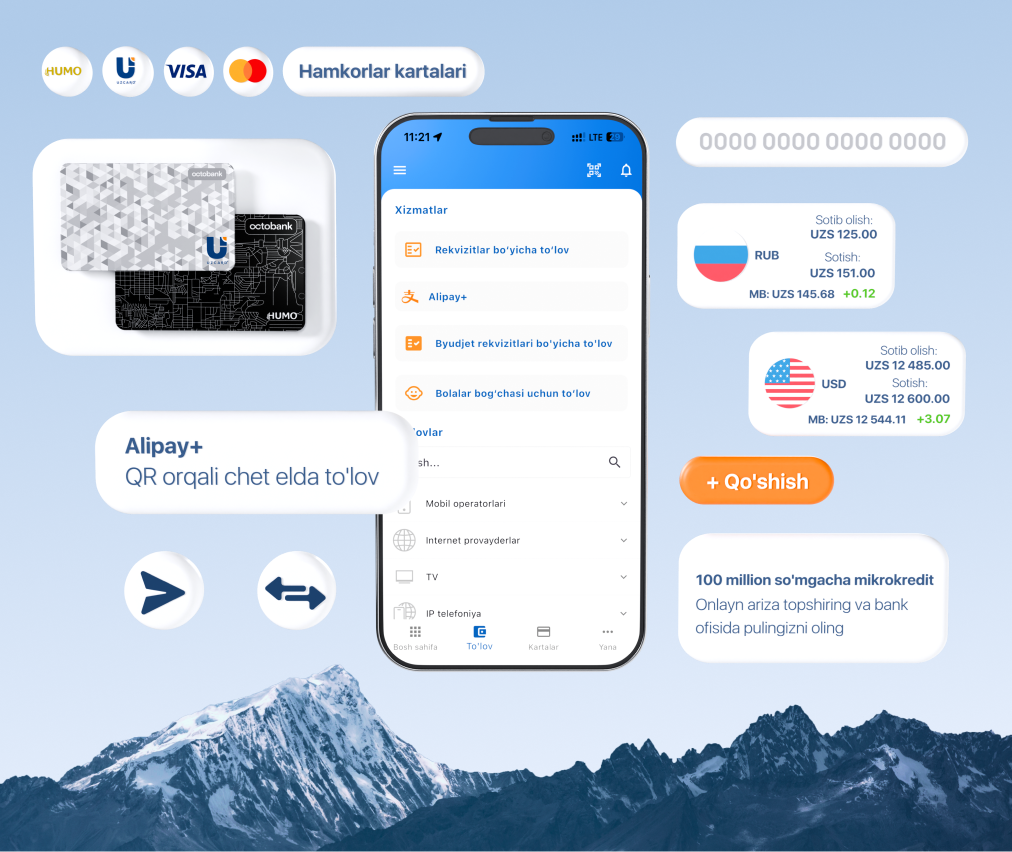 Octo-mobile ilovasi yordamida xalqaro pul oʻtkazmalarini amalga oshiring